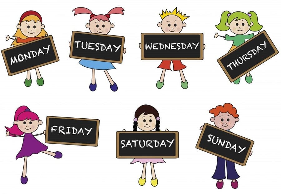 Các thứ trong tuần bằng tiếng anh